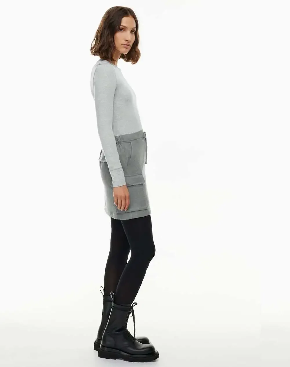NWT The Group Babaton Cape Cargo Mini Skirt in Heather Light Grey Medium - Picture 5 of 9